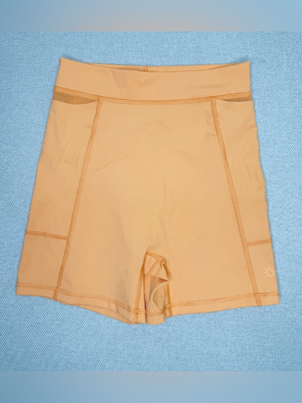 Offline by Aerie Goals High Rise Bike Shorts Tangerine Orange Side Pockets Small